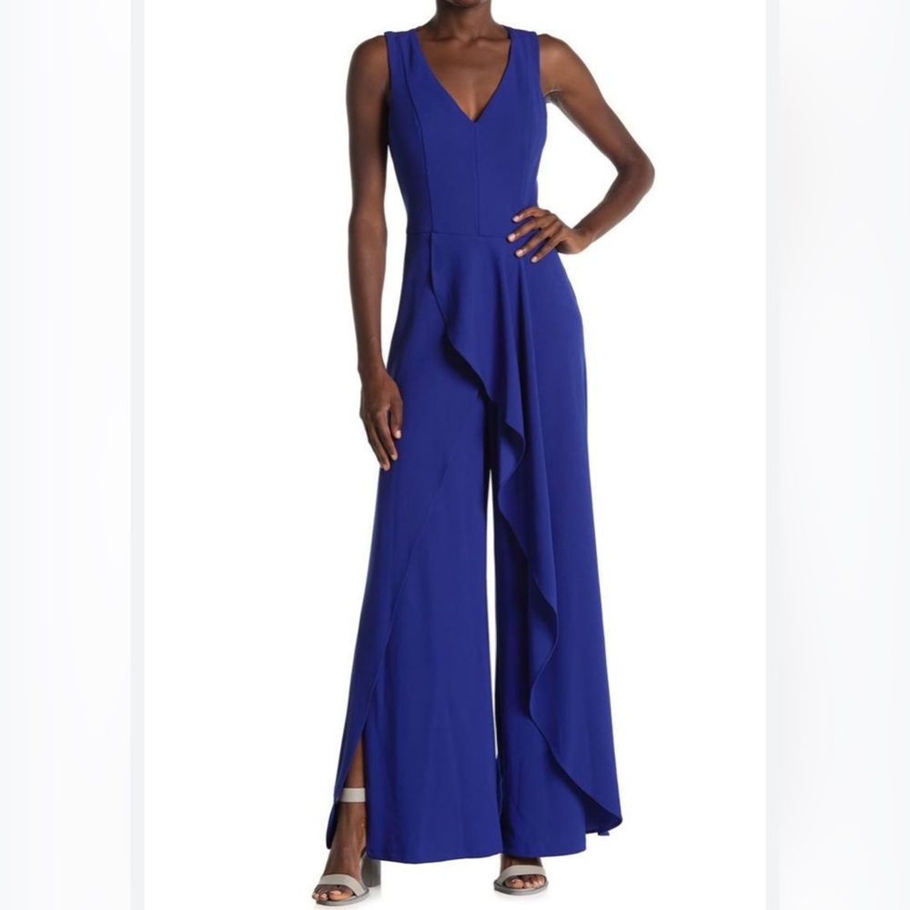 Ruffled Deep Blue Jumpsuit Marina Size 12